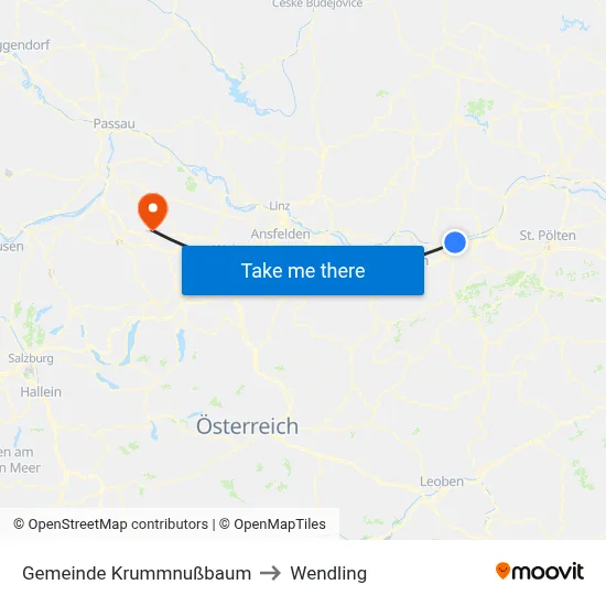 Gemeinde Krummnußbaum to Wendling map