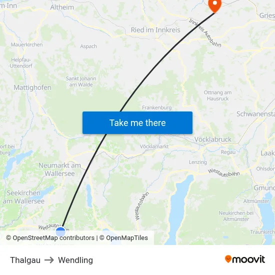Thalgau to Wendling map