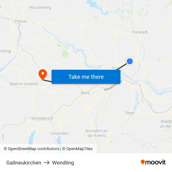Gallneukirchen to Wendling map