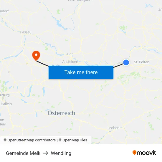 Gemeinde Melk to Wendling map