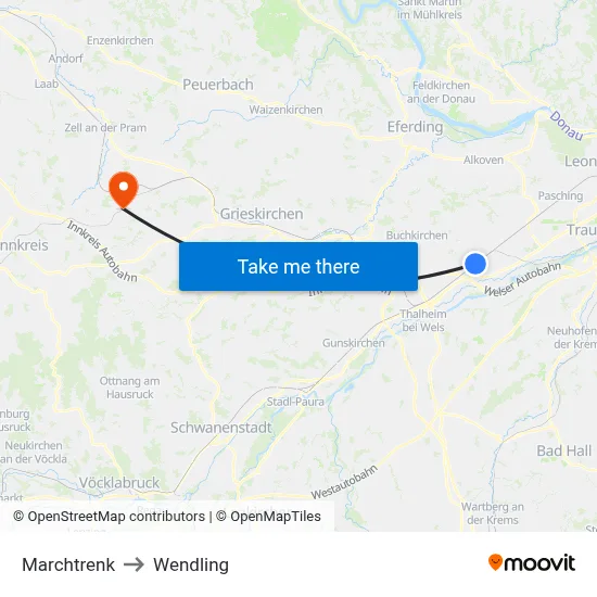 Marchtrenk to Wendling map