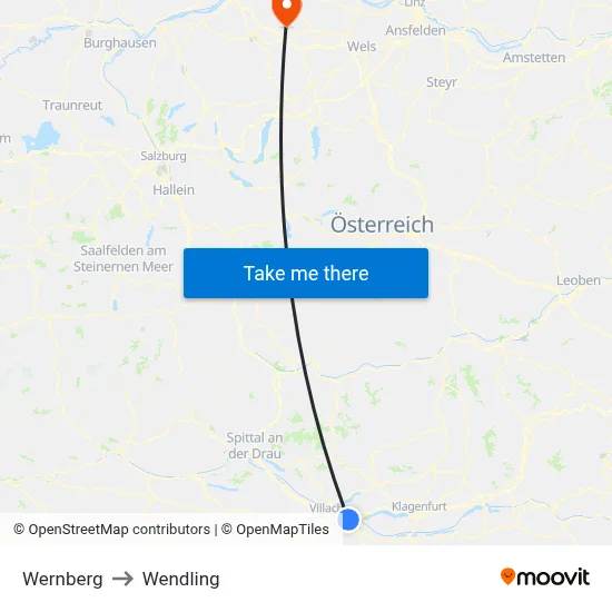 Wernberg to Wendling map