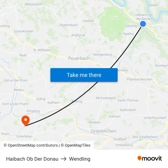 Haibach Ob Der Donau to Wendling map