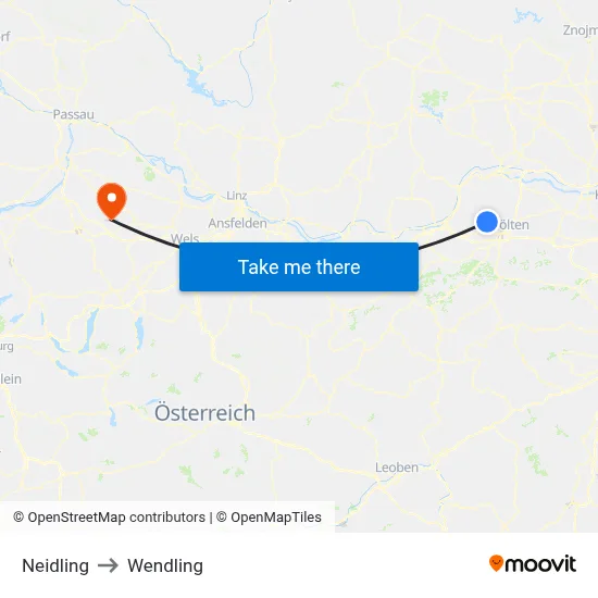 Neidling to Wendling map