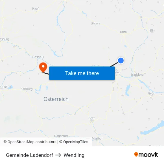 Gemeinde Ladendorf to Wendling map