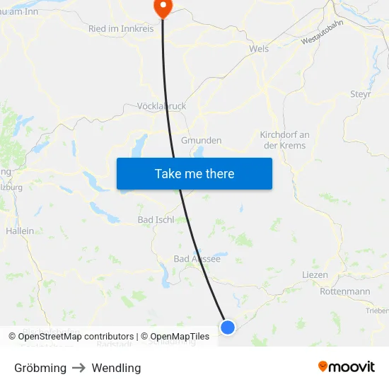 Gröbming to Wendling map