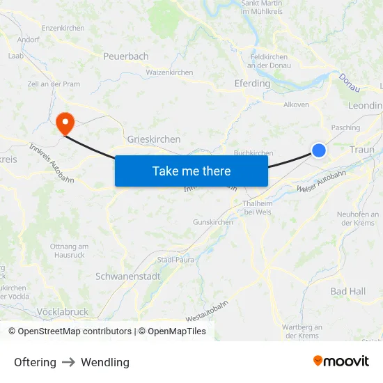 Oftering to Wendling map