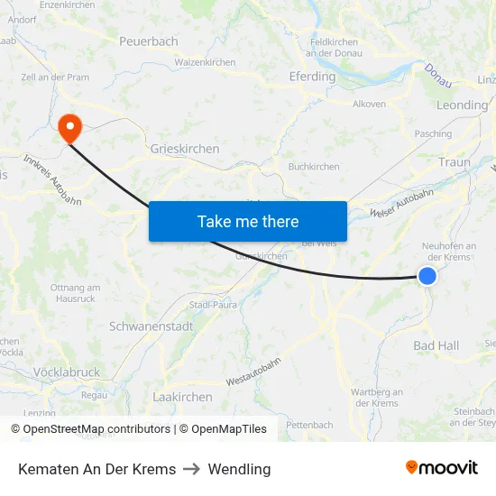 Kematen An Der Krems to Wendling map