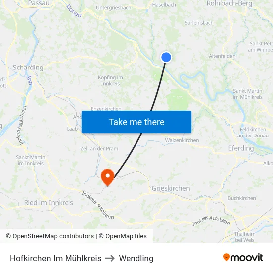 Hofkirchen Im Mühlkreis to Wendling map