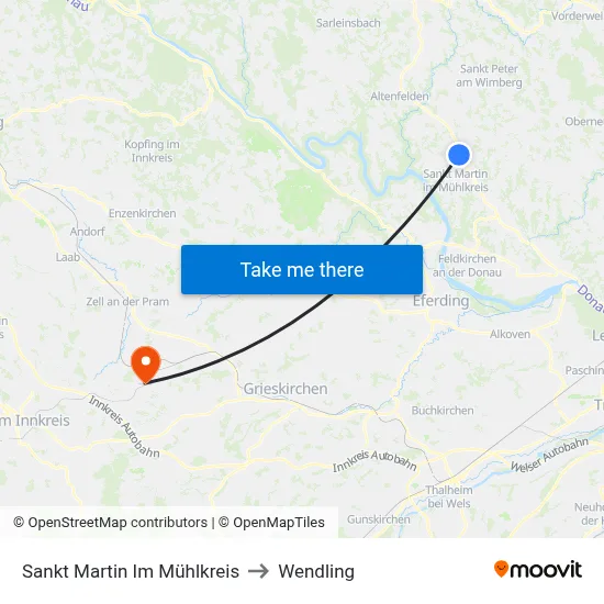 Sankt Martin Im Mühlkreis to Wendling map