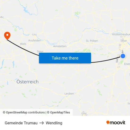 Gemeinde Trumau to Wendling map