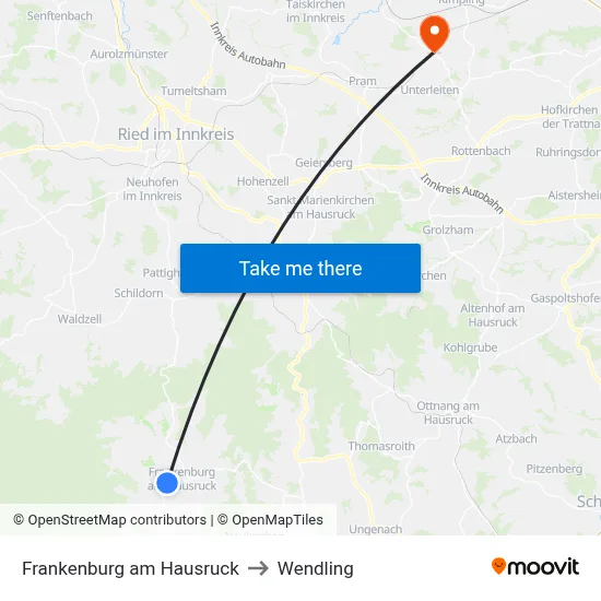 Frankenburg am Hausruck to Wendling map