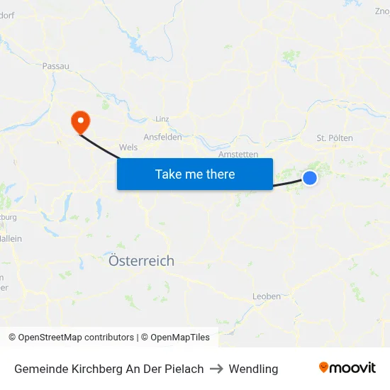 Gemeinde Kirchberg An Der Pielach to Wendling map