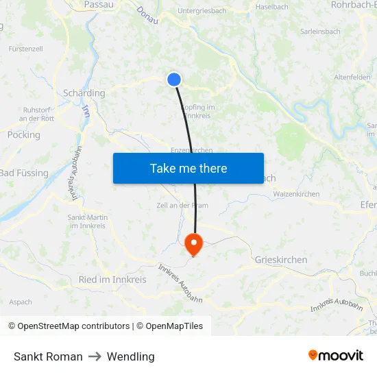 Sankt Roman to Wendling map