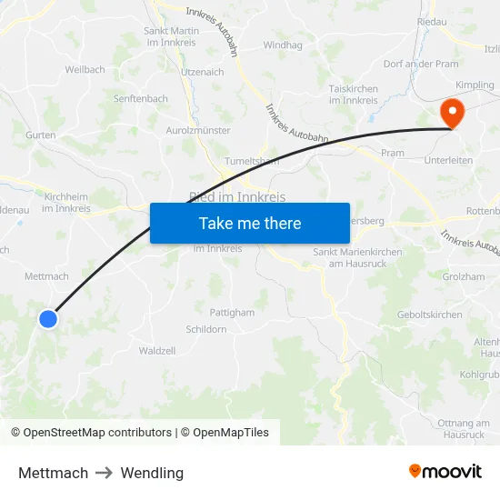 Mettmach to Wendling map