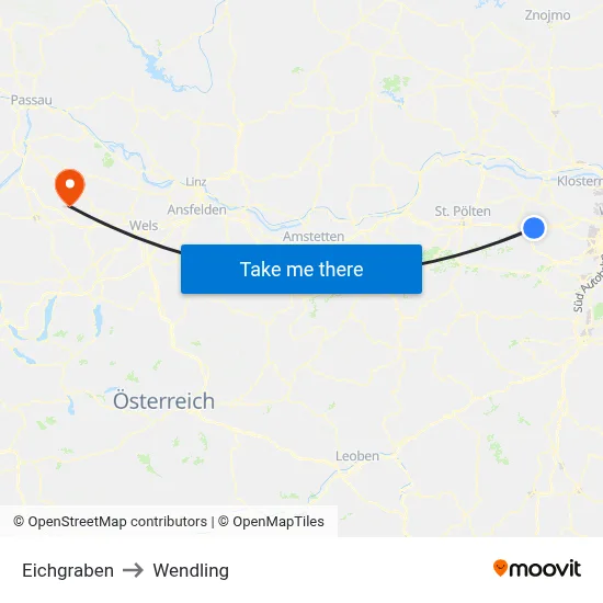 Eichgraben to Wendling map