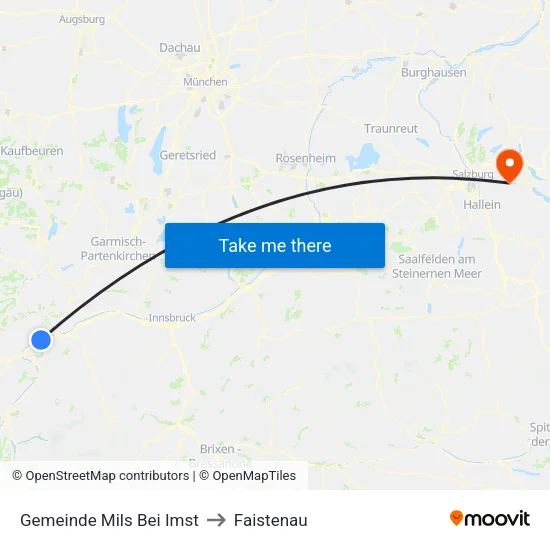 Gemeinde Mils Bei Imst to Faistenau map