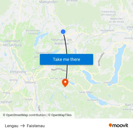 Lengau to Faistenau map