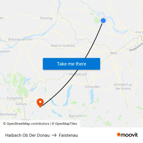 Haibach Ob Der Donau to Faistenau map