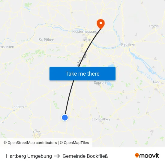 Hartberg Umgebung to Gemeinde Bockfließ map