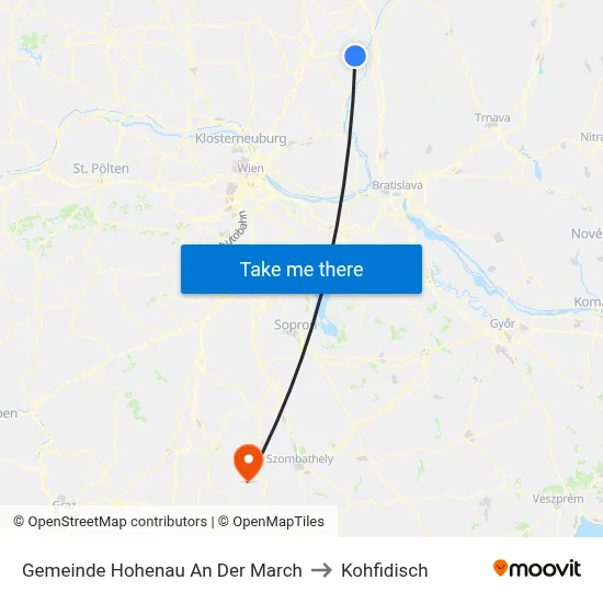 Gemeinde Hohenau An Der March to Kohfidisch map