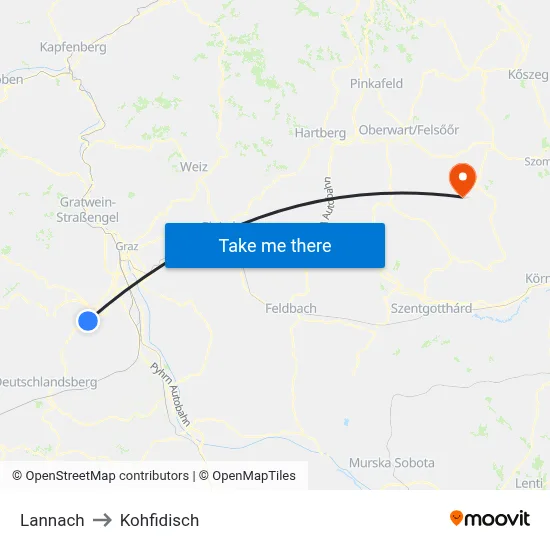 Lannach to Kohfidisch map