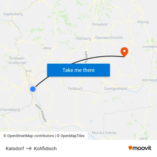 Kalsdorf to Kohfidisch map