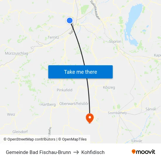 Gemeinde Bad Fischau-Brunn to Kohfidisch map