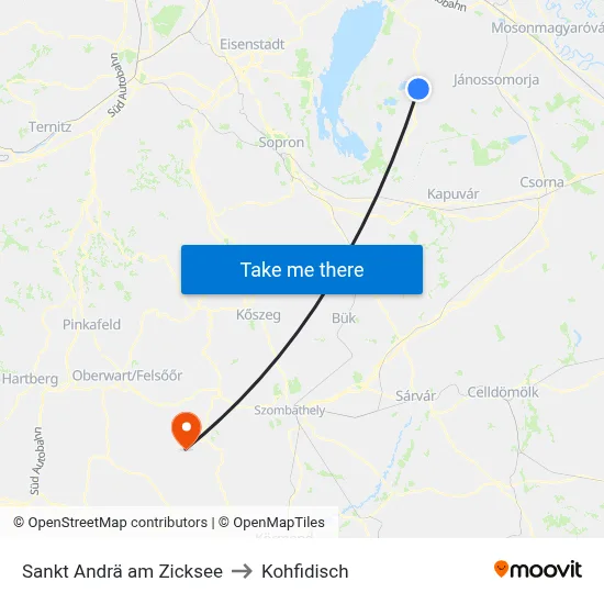Sankt Andrä am Zicksee to Kohfidisch map