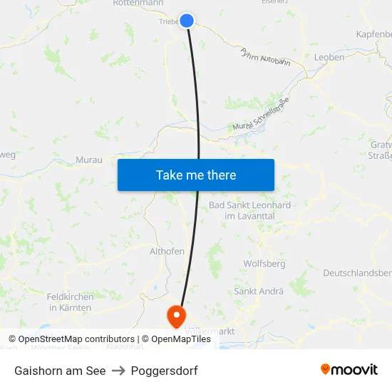 Gaishorn am See to Poggersdorf map