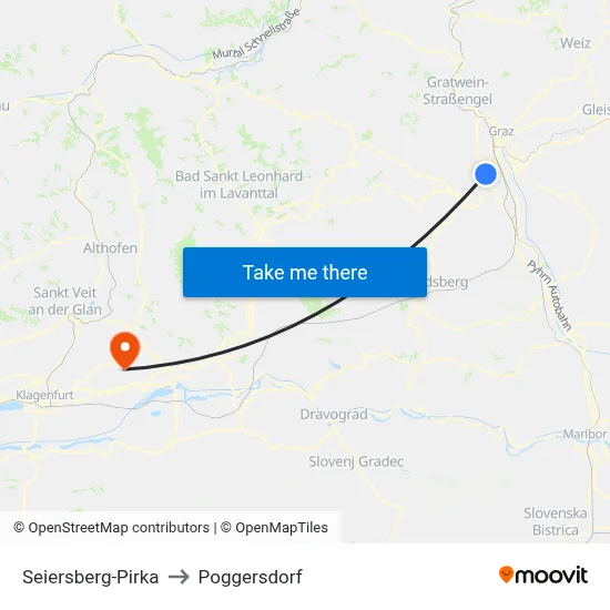 Seiersberg-Pirka to Poggersdorf map