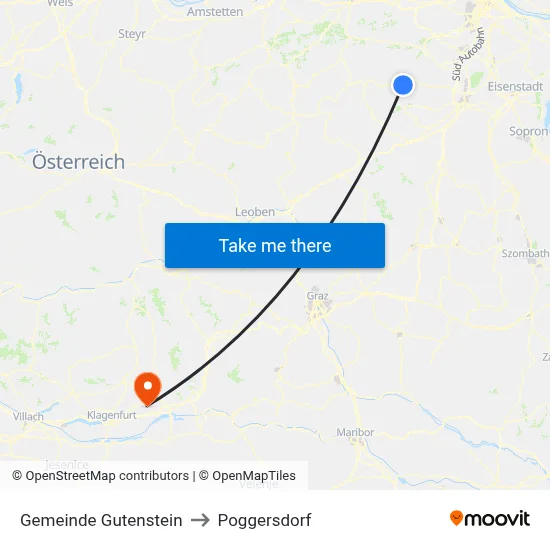 Gemeinde Gutenstein to Poggersdorf map