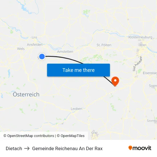 Dietach to Gemeinde Reichenau An Der Rax map