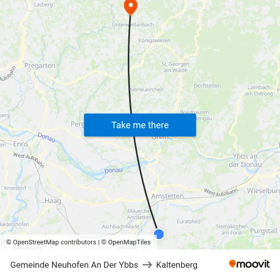 Gemeinde Neuhofen An Der Ybbs to Kaltenberg map