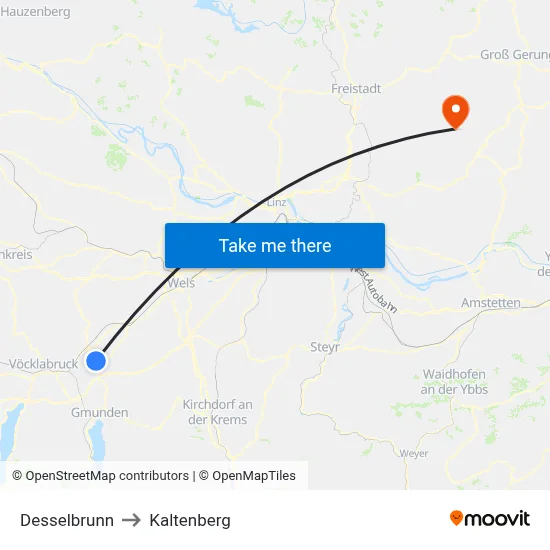 Desselbrunn to Kaltenberg map