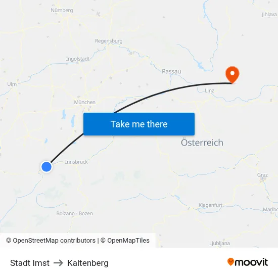Stadt Imst to Kaltenberg map