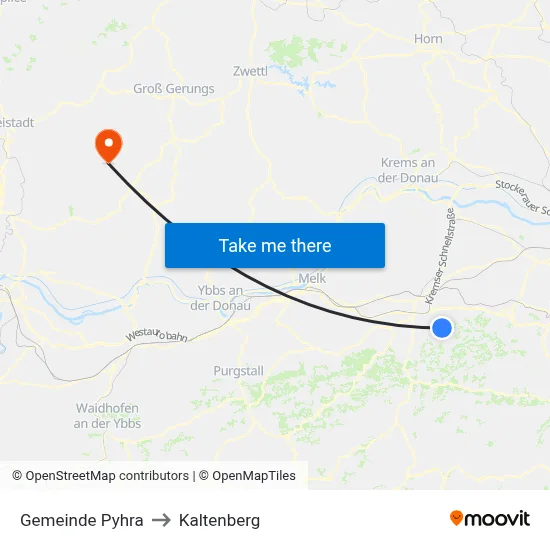 Gemeinde Pyhra to Kaltenberg map