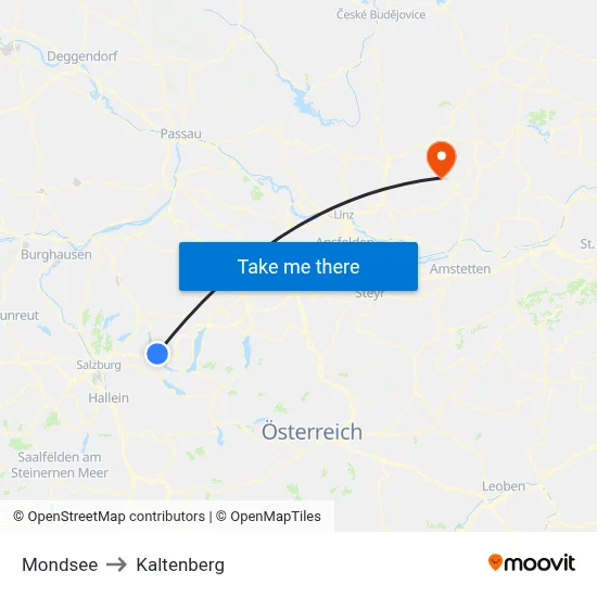 Mondsee to Kaltenberg map