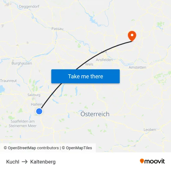 Kuchl to Kaltenberg map