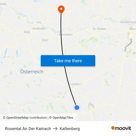 Rosental An Der Kainach to Kaltenberg map