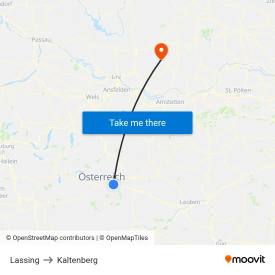 Lassing to Kaltenberg map