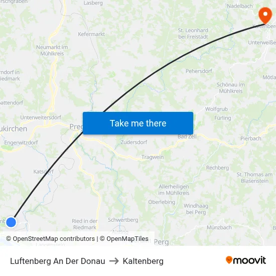 Luftenberg An Der Donau to Kaltenberg map