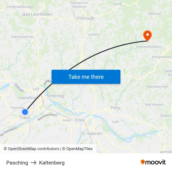 Pasching to Kaltenberg map