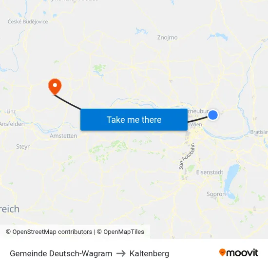 Gemeinde Deutsch-Wagram to Kaltenberg map