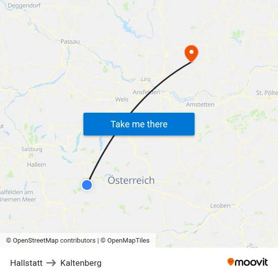 Hallstatt to Kaltenberg map