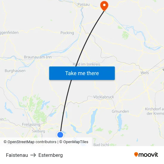 Faistenau to Esternberg map