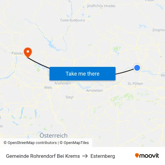 Gemeinde Rohrendorf Bei Krems to Esternberg map