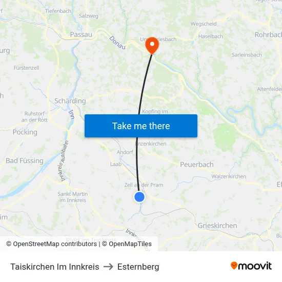 Taiskirchen Im Innkreis to Esternberg map