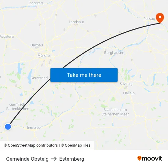 Gemeinde Obsteig to Esternberg map