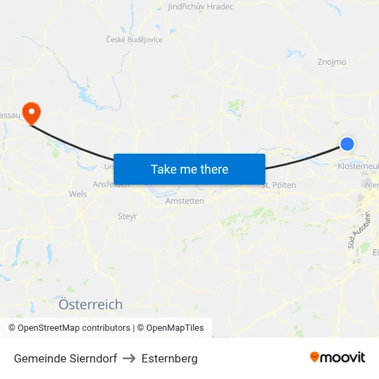 Gemeinde Sierndorf to Esternberg map